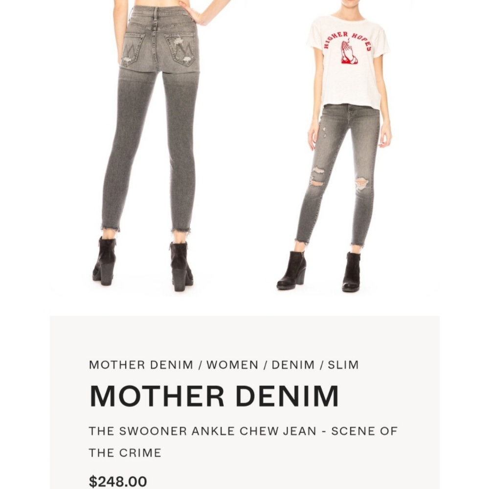 🆕️ MOTHER Denim Jeans The Swooner Ankle Chew Scene of the Crime Size 27 Baddie